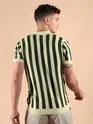 Olive Green Striped Flat Knit Shirt
